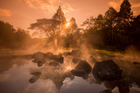 the hot springs in the nationalpark of Chae Son or Jaesorn north of the city of Lampang in North...