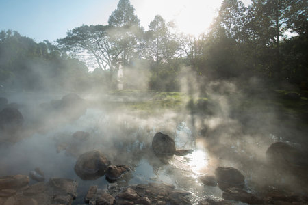the hot springs in the nationalpark of Chae Son or Jaesorn north of the city of Lampang in North...