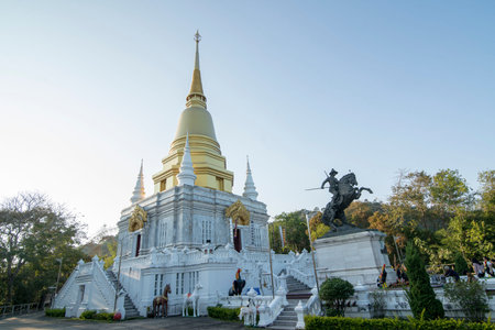 the Phra Maha Chedi Chai Chanasuk in the town of Mae Sai on the Border to Myanmar in the Chiang Rai...