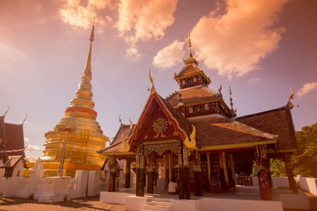 the wat Pongsanuk Temple in the old town of the city of Lampang in North Thailand.
