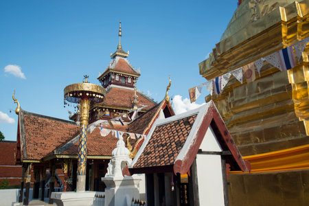 the wat Pongsanuk Temple in the old town of the city of Lampang in North Thailand.のeditorial素材