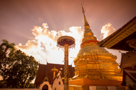 the wat Pongsanuk Temple in the old town of the city of Lampang in North Thailand.