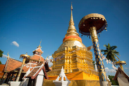 the wat Pongsanuk Temple in the old town of the city of Lampang in North Thailand.