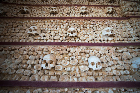 the capela dos ossos at the Igreja do Carmo in the old town of Faro at the east Algarve in the south...