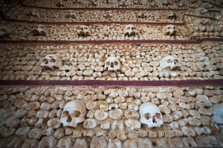 the capela dos ossos at the Igreja do Carmo in the old town of Faro at the east Algarve in the south...