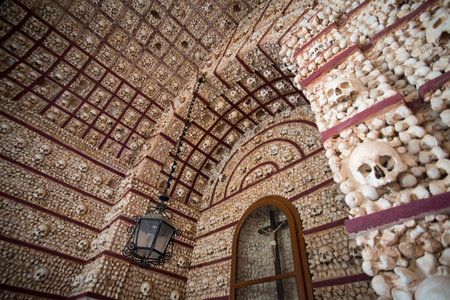 the capela dos ossos at the Igreja do Carmo in the old town of Faro at the east Algarve in the south...