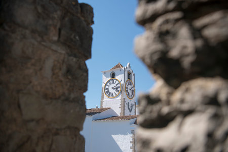 the church igreja Santa Maria do Castelo in the old town of Tavira at the east Algarve in the south...