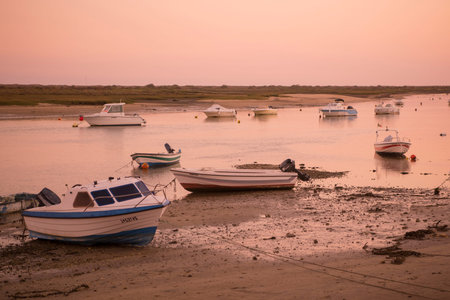 the landscape at the Armacao da Abobora Laguna and Coast at the Town of Cabanas near Tavira at the...