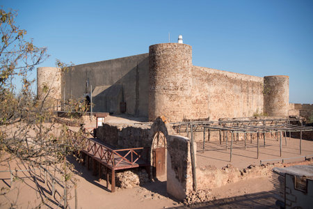 The Castilo in the town of Castro Marim at the east Algarve in the south of Portugal in Europe.