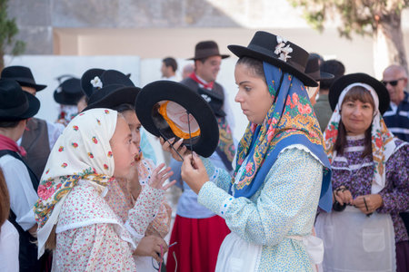 traditional potugese Dance at the Saturday Market in the town of Loule in the Algarve in the south...