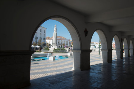 the parca da republica in the old town of Tavira at the east Algarve in the south of Portugal in...