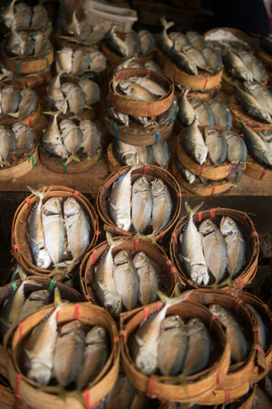 fresh fish at the thewet market in the city of Bangkok on 3.11.2016 in Thailand