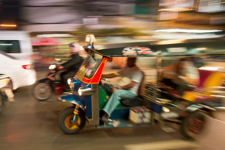 a tuck tuck Taxi in the China Town in the city of Bangkok on 7. 12. 2016 in Thailand