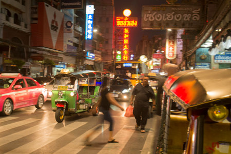 a tuck tuck Taxi in the China Town in the city of Bangkok on 7. 12. 2016 in Thailand