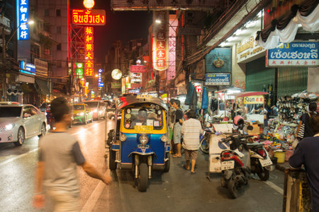 a tuck tuck Taxi in the China Town in the city of Bangkok on 7. 12. 2016 in Thailand