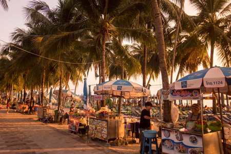 the Bang Saen Beach at the Town of Bangsaen in the Provinz Chonburi in Thailand.  Thailand,...