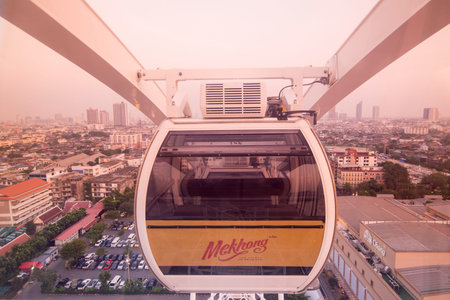 the Ferris Wheel at the Asiatique Riverfront Nightmarket in the city of Bangkok in Thailand.  Thailand, Bangkok, November, 2017のeditorial素材