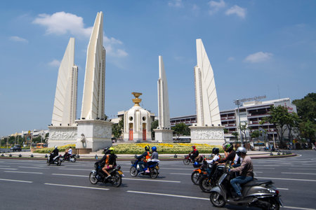 the Democracy monument  in the city of Bangkok in Thailand.  Thailand, Bangkok, November, 2017