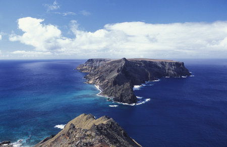 the island of Baixo on the island of porto santo near the Island of Madeira in the Atlantic Ocean of Portugal.のeditorial素材