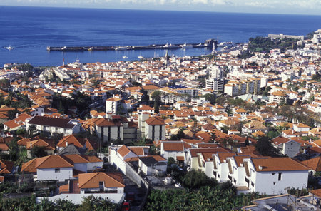 the city centre in the old town of Funchal on the Island of Madeira in the Atlantic Ocean of Portugal.のeditorial素材