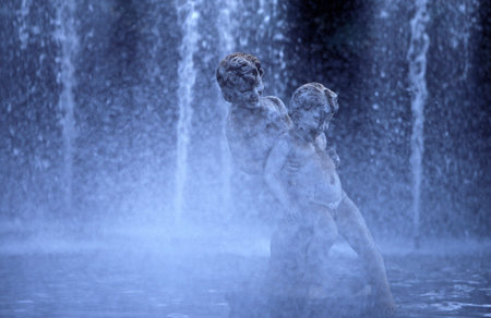 a fontain in the old town of Funchal on the Island of Madeira in the Atlantic Ocean of Portugal.のeditorial素材