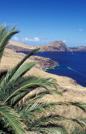 the landscape of Ponta de sao lourenco near the Island of Madeira in the Atlantic Ocean of Portugal.のeditorial素材