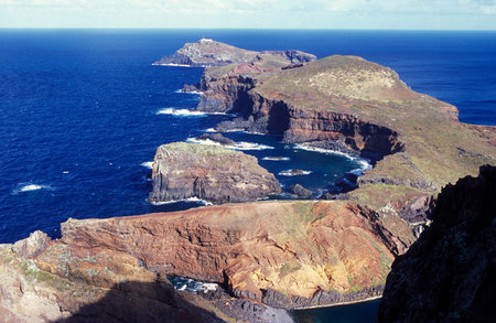the landscape of Ponta de sao lourenco near the Island of Madeira in the Atlantic Ocean of Portugal.のeditorial素材
