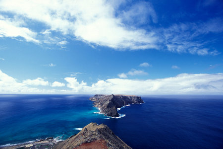 the coast on the Island of Porto Santo ot the Madeira Islands in the Atlantic Ocean of Portugal.のeditorial素材