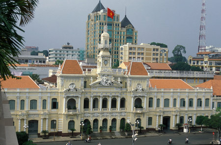 Hotel de Ville or Parliament in the city of ho chi minh city in Vietnamのeditorial素材