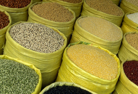 beans an food at a market in the city of ho chi minh city in Vietnamのeditorial素材