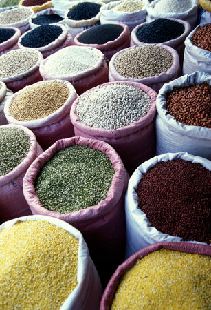 beans an food at a market in the city of ho chi minh city in Vietnamのeditorial素材