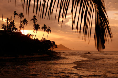 a beach at the village of choroni on the caribbean coast in Venezuela.のeditorial素材