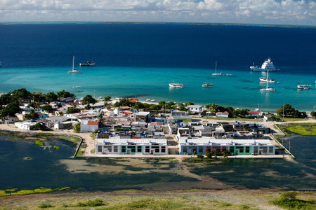the village on the Gran Roque Island at the Los Roques Islands in the caribbean sea of Venezuela.のeditorial素材