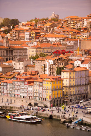 the old town on the Douro River in Ribeira in the city centre of Porto in Porugal in Europe.