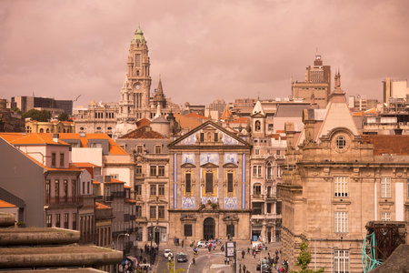 the igreja dos Congregados in the old town of  ribeira in the city centre of Porto in Porugal in...