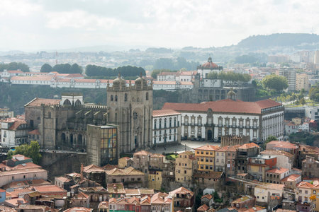 the cathedral se in ribeira in the city centre of Porto in Porugal in Europe.