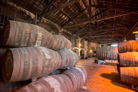 one of the Port wine Cellar of Burmester at the waterfront  on the Douro River in Ribeira in the...