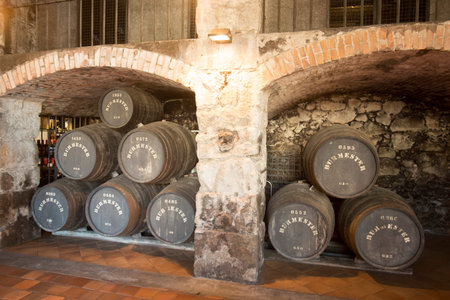 one of the Port wine Cellar of Burmester at the waterfront  on the Douro River in Ribeira in the...