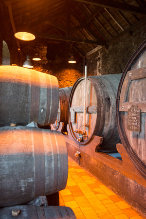 one of the Port wine Cellar of Burmester at the waterfront  on the Douro River in Ribeira in the...