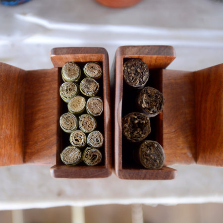 a Tabacco and cigar and cheroot Factory near the Village of Phaung Daw Oo at the Inle Lake in the...