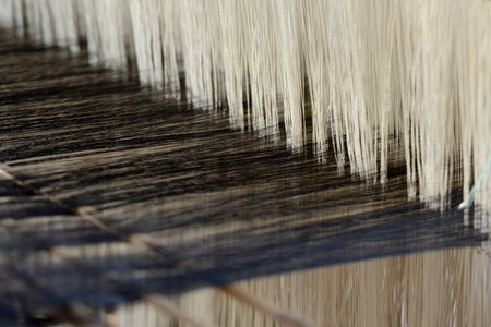 a traditional weaving workshop Factory near the Village of Phaung Daw Oo at the Inle Lake in the...