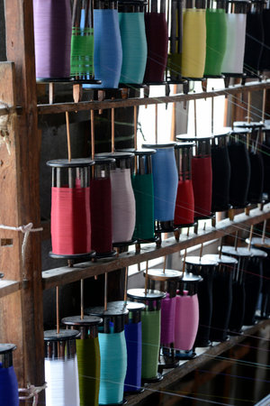 a traditional weaving workshop Factory near the Village of Phaung Daw Oo at the Inle Lake in the...