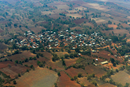 The Landscape near a village of the Town of Heho near the Lake Inle in Myanmar in Southeastasia.のeditorial素材