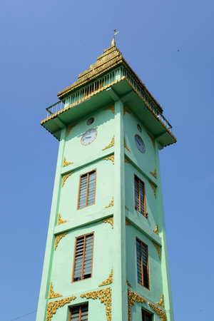 the City centre with the Clock Tower in the city of Myeik in the south in Myanmar in Southeastasia.