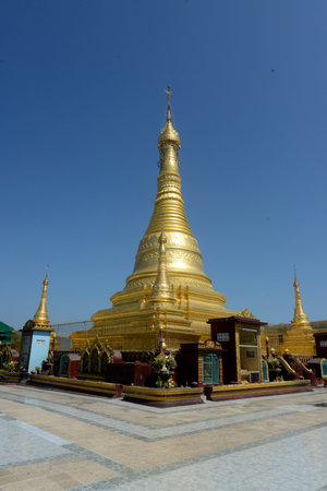 the Temple Theindawgyi shrine over the city of Myeik in the south in Myanmar in Southeastasia.