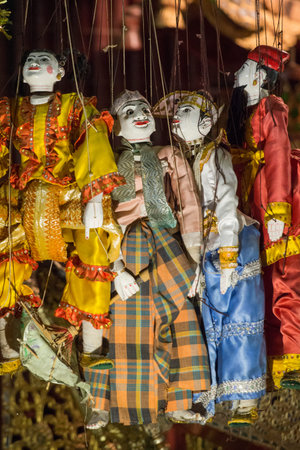 a puppet show in a hotel in the City of Mandalay in Myanmar in Southeastasia.のeditorial素材