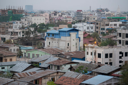 the view of the city centre of the City of Mandalay in Myanmar in Southeastasia.