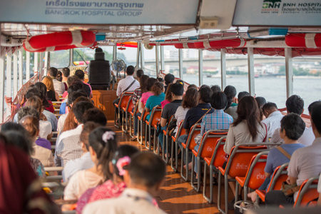 a tranport Boat on the Chao Phraya River in Banglamphu in the city of Bangkok in Thailand in...