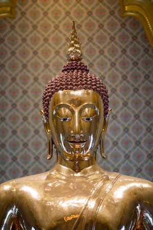 The Gold Buddha at the Temple Wat Traimit in the China Town of Bangkok in Thailand in Southeastasia.