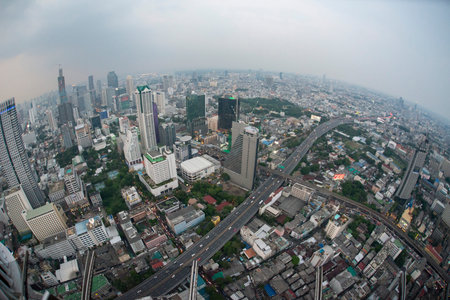 The Skyline view from the Sky Bar at the Riverside Aerea in the city of Bangkok in Thailand in...